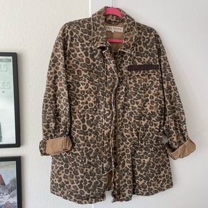 Free People animal print military jacket